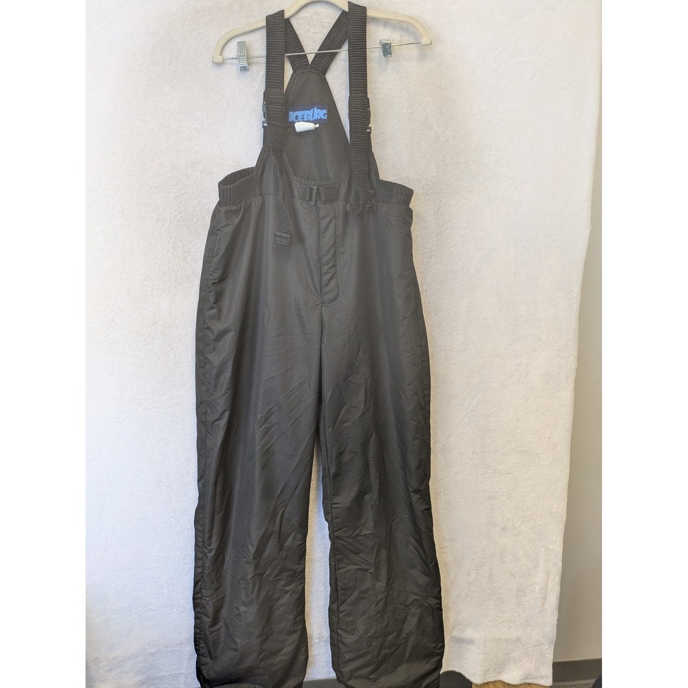 Iceburg Snow Bibs‎ Men's Large Black Adjustable Straps Insulated Ski Pants